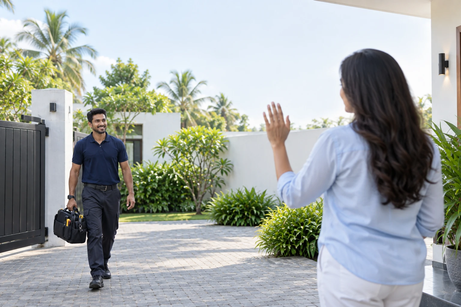 Verified CanDo worker matched and arriving for a booked home job